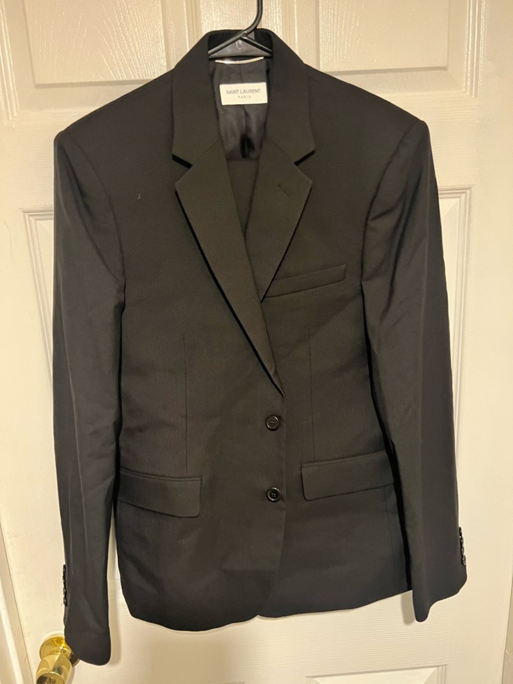 Saint Laurent Black Men's Single-Breasted Gaberdine Blazer with trouser